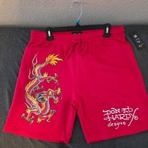 Ed Hardy Men's Red Dragon Graphic Print Shorts